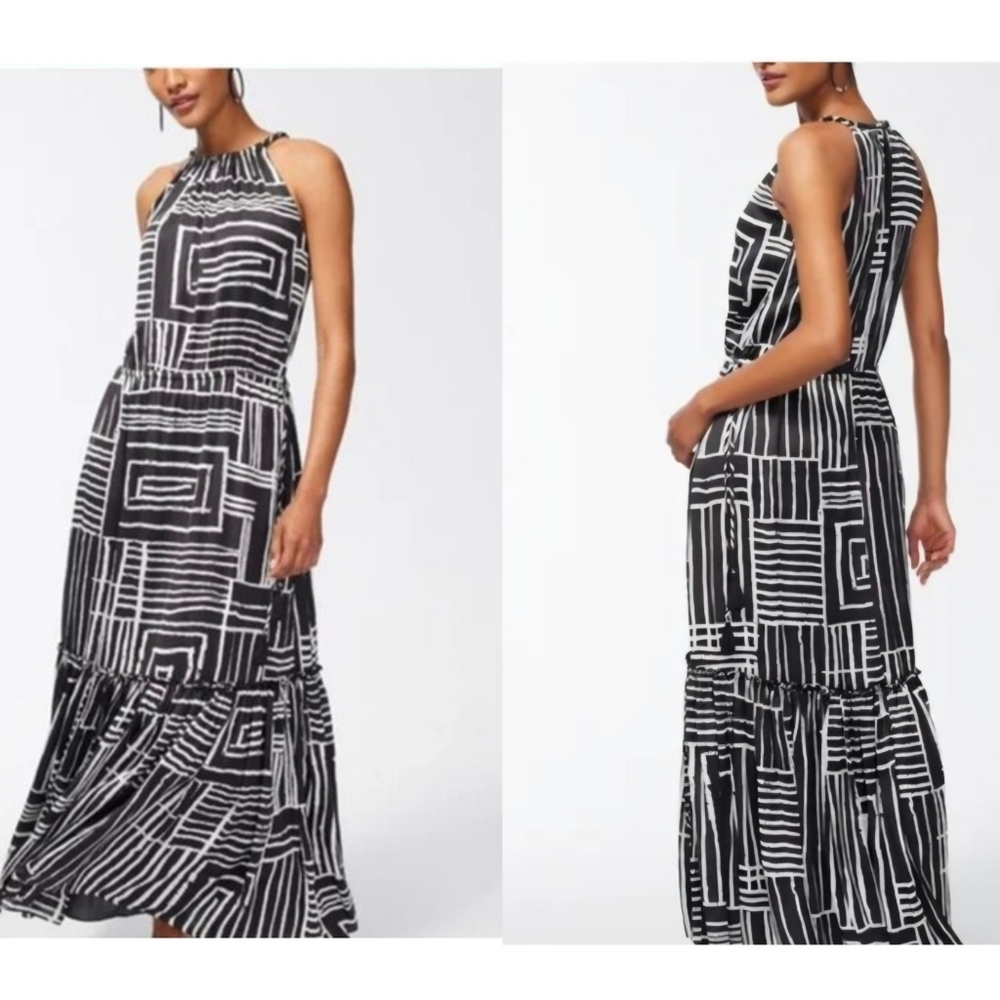 Chico’s El Rio Abstract Geometric Halter Maxi Dress NWOT Size 2 Fits US 14–16
